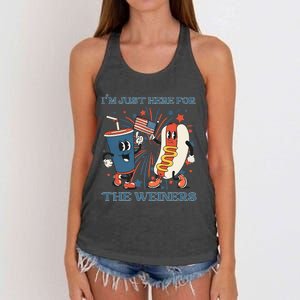 Hot Dog Im Just Here For The Wieners 4Th Of July Women's Knotted Racerback Tank