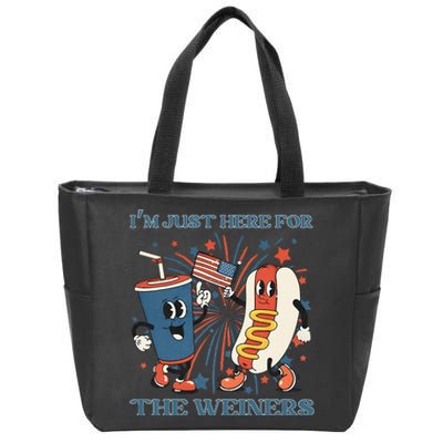 Hot Dog Im Just Here For The Wieners 4Th Of July Zip Tote Bag