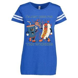 Hot Dog Im Just Here For The Wieners 4Th Of July Enza Ladies Jersey Football T-Shirt