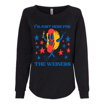 Hot Dog Im Just Here For The Wieners 4Th Of July Womens California Wash Sweatshirt