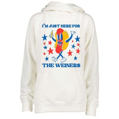 Hot Dog Im Just Here For The Wieners 4Th Of July Womens Funnel Neck Pullover Hood