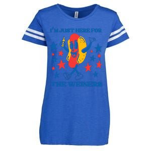 Hot Dog Im Just Here For The Wieners 4Th Of July Enza Ladies Jersey Football T-Shirt