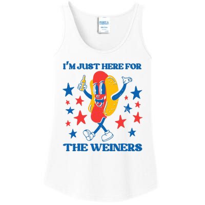 Hot Dog Im Just Here For The Wieners 4Th Of July Ladies Essential Tank