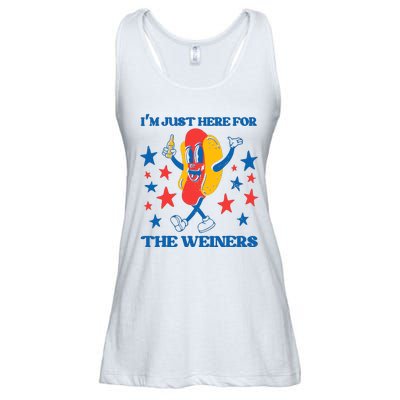 Hot Dog Im Just Here For The Wieners 4Th Of July Ladies Essential Flowy Tank