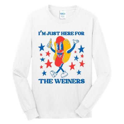 Hot Dog Im Just Here For The Wieners 4Th Of July Tall Long Sleeve T-Shirt