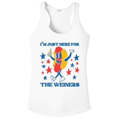 Hot Dog Im Just Here For The Wieners 4Th Of July Ladies PosiCharge Competitor Racerback Tank