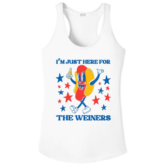 Hot Dog Im Just Here For The Wieners 4Th Of July Ladies PosiCharge Competitor Racerback Tank