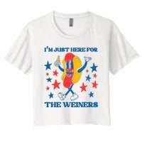 Hot Dog Im Just Here For The Wieners 4Th Of July Women's Crop Top Tee