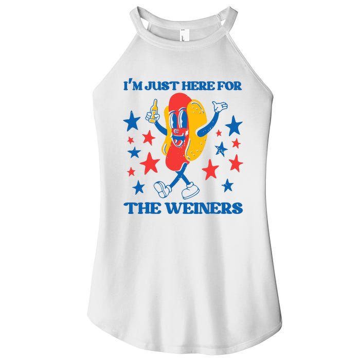 Hot Dog Im Just Here For The Wieners 4Th Of July Women's Perfect Tri Rocker Tank