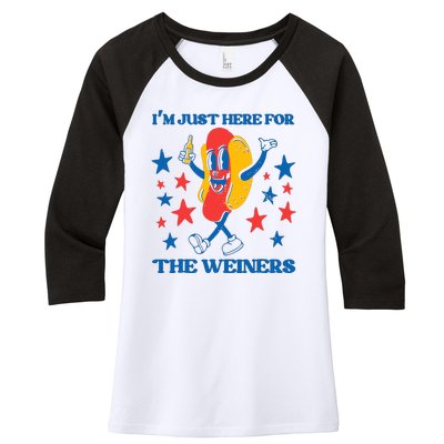 Hot Dog Im Just Here For The Wieners 4Th Of July Women's Tri-Blend 3/4-Sleeve Raglan Shirt