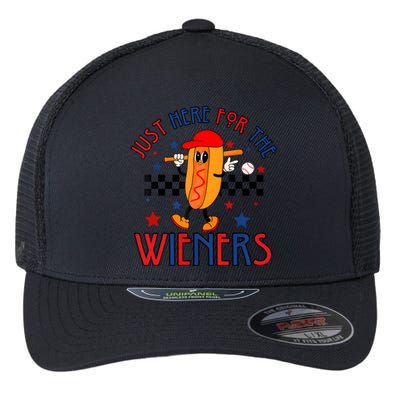 Hot Dog Im Just Here For The Wieners 4Th Of July Flexfit Unipanel Trucker Cap