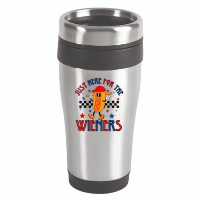 Hot Dog Im Just Here For The Wieners 4Th Of July 16oz Travel Tumbler