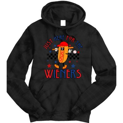 Hot Dog Im Just Here For The Wieners 4Th Of July Tie Dye Hoodie