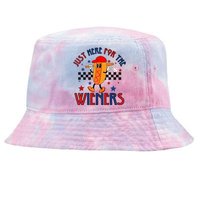 Hot Dog Im Just Here For The Wieners 4Th Of July Tie-Dyed Bucket Hat