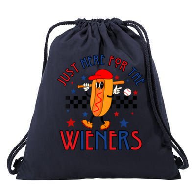 Hot Dog Im Just Here For The Wieners 4Th Of July Drawstring Bag