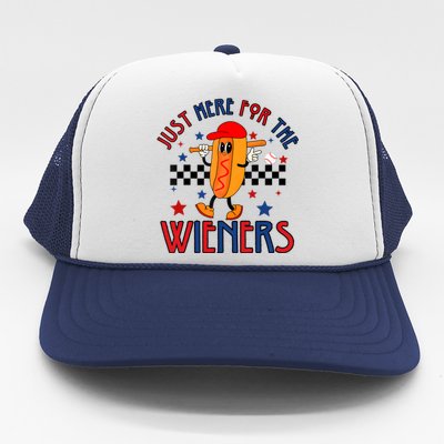 Hot Dog Im Just Here For The Wieners 4Th Of July Trucker Hat