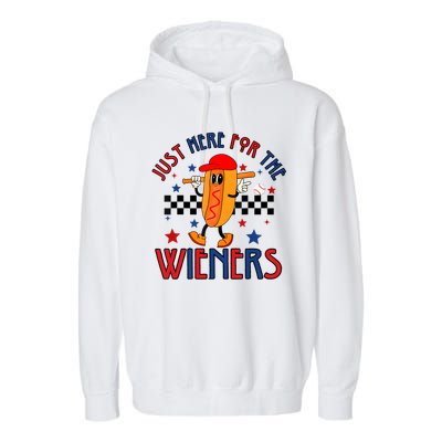 Hot Dog Im Just Here For The Wieners 4Th Of July Garment-Dyed Fleece Hoodie