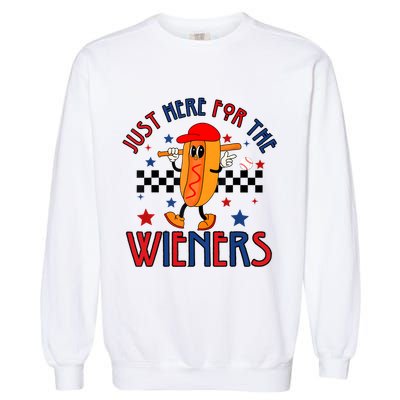 Hot Dog Im Just Here For The Wieners 4Th Of July Garment-Dyed Sweatshirt