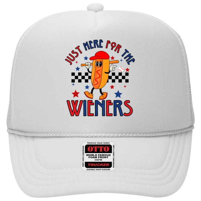 Hot Dog Im Just Here For The Wieners 4Th Of July High Crown Mesh Back Trucker Hat