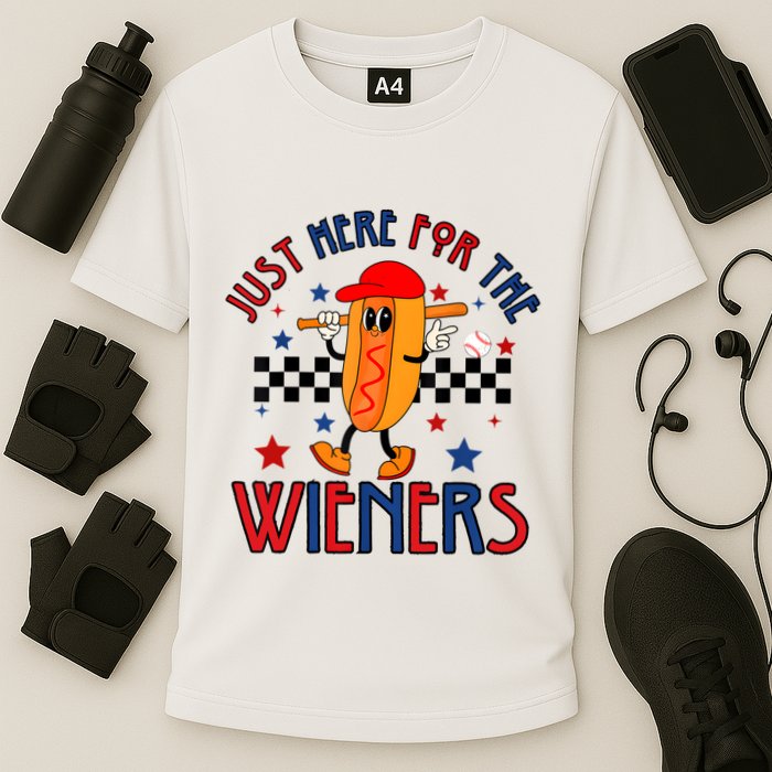 Hot Dog Im Just Here For The Wieners 4Th Of July Cooling Performance Crew T-Shirt