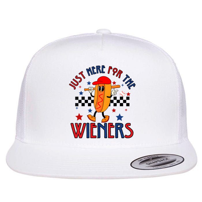 Hot Dog Im Just Here For The Wieners 4Th Of July Flat Bill Trucker Hat