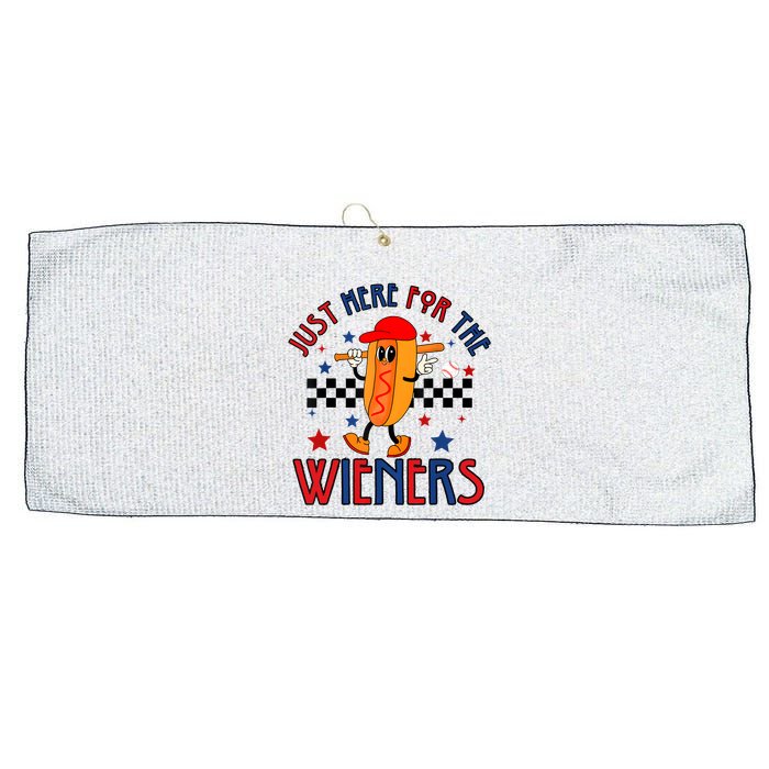 Hot Dog Im Just Here For The Wieners 4Th Of July Large Microfiber Waffle Golf Towel