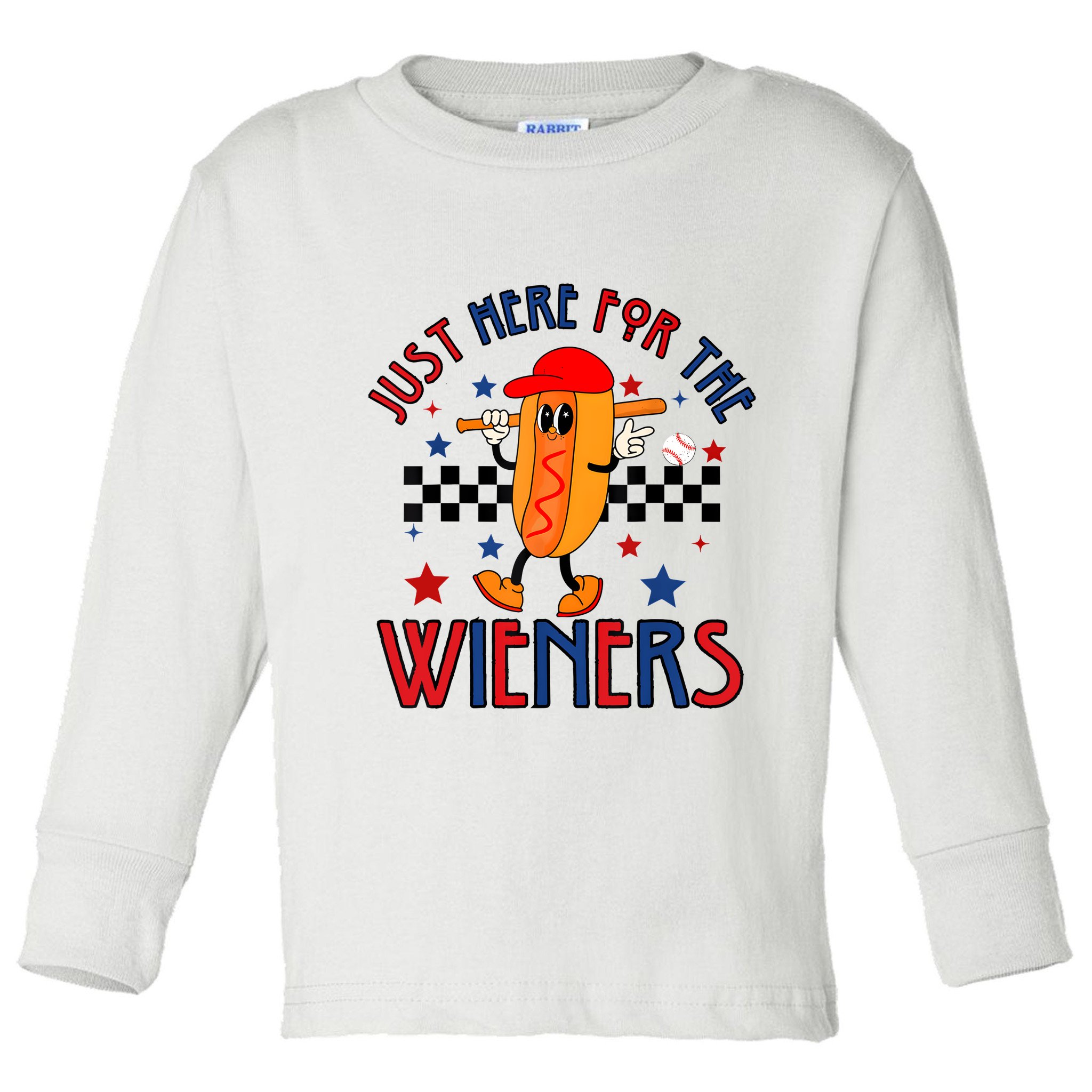 Hot Dog Im Just Here For The Wieners 4Th Of July Toddler Long Sleeve Shirt