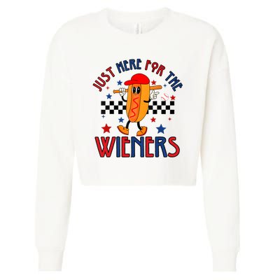 Hot Dog Im Just Here For The Wieners 4Th Of July Cropped Pullover Crew