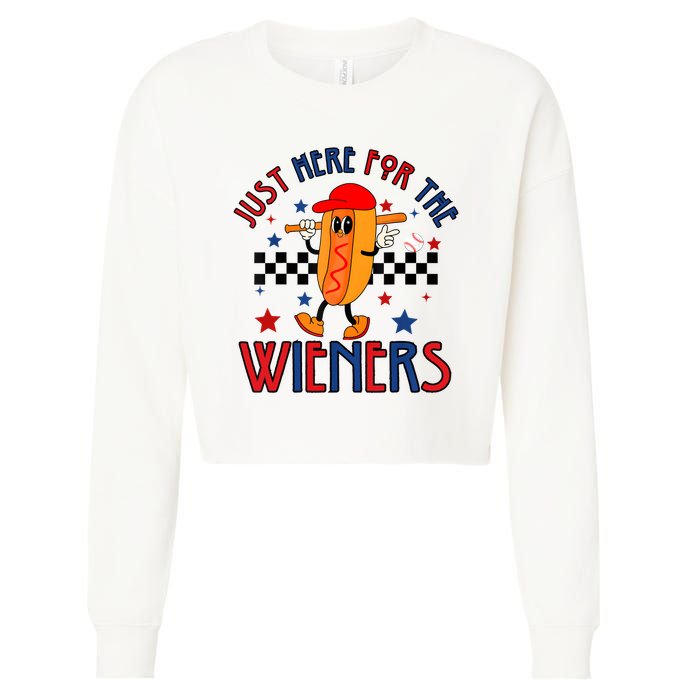 Hot Dog Im Just Here For The Wieners 4Th Of July Cropped Pullover Crew