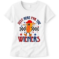 Hot Dog Im Just Here For The Wieners 4Th Of July Womens T-Shirt