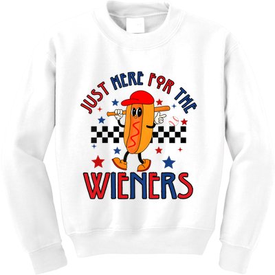 Hot Dog Im Just Here For The Wieners 4Th Of July Kids Sweatshirt