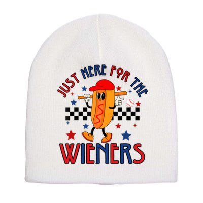 Hot Dog Im Just Here For The Wieners 4Th Of July Short Acrylic Beanie