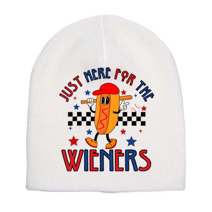 Hot Dog Im Just Here For The Wieners 4Th Of July Short Acrylic Beanie