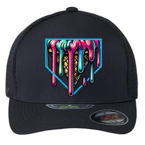 Homeplate Drip Icecream For Softball & Baseball Fans Flexfit Unipanel Trucker Cap