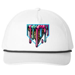 Homeplate Drip Icecream For Softball & Baseball Fans Snapback Five-Panel Rope Hat