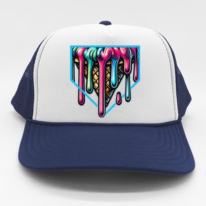 Homeplate Drip Icecream For Softball & Baseball Fans Trucker Hat