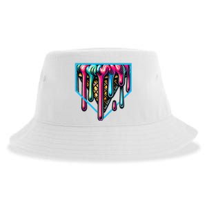 Homeplate Drip Icecream For Softball & Baseball Fans Sustainable Bucket Hat