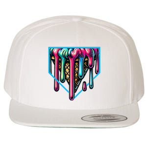 Homeplate Drip Icecream For Softball & Baseball Fans Wool Snapback Cap