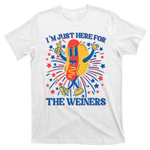 Hot Dog Im Just Here For The Wieners 4Th Of July T-Shirt