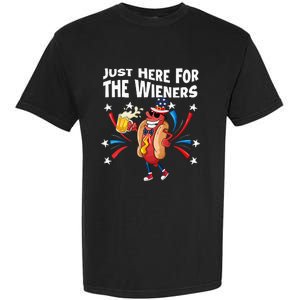 Hot Dog I'm Just Here For The Wieners 4Th Of July Garment-Dyed Heavyweight T-Shirt