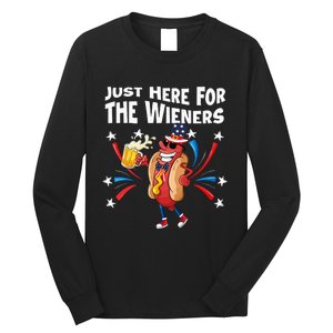 Hot Dog I'm Just Here For The Wieners 4Th Of July Long Sleeve Shirt