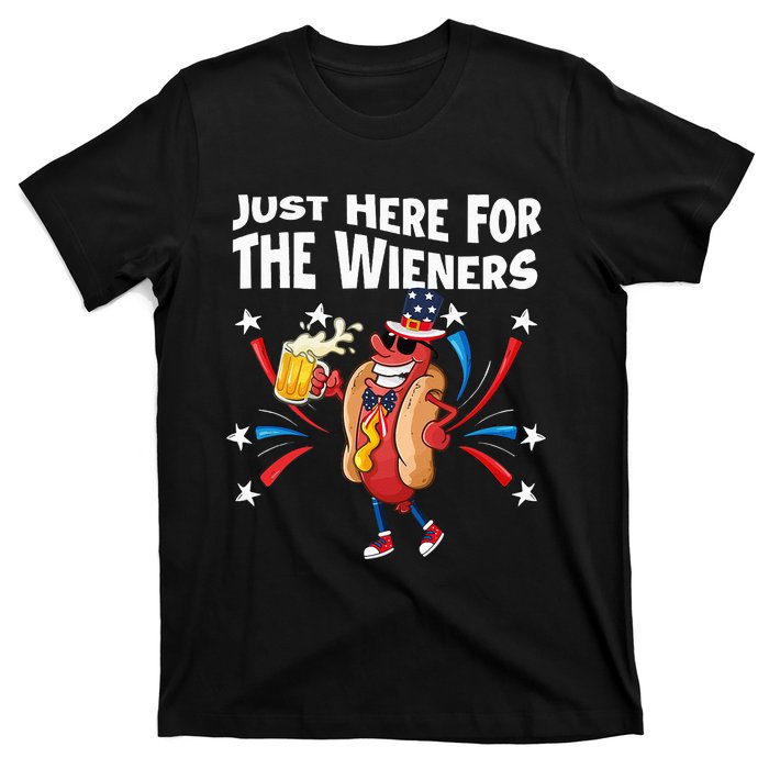 Hot Dog I'm Just Here For The Wieners 4Th Of July T-Shirt