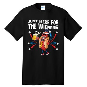 Hot Dog I'm Just Here For The Wieners 4Th Of July Tall T-Shirt