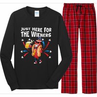 Hot Dog I'm Just Here For The Wieners 4Th Of July Long Sleeve Pajama Set