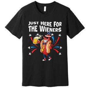 Hot Dog I'm Just Here For The Wieners 4Th Of July Premium T-Shirt