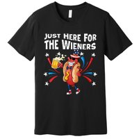 Hot Dog I'm Just Here For The Wieners 4Th Of July Premium T-Shirt