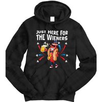 Hot Dog I'm Just Here For The Wieners 4Th Of July Tie Dye Hoodie