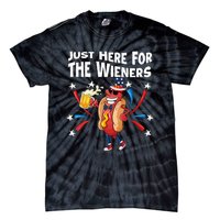 Hot Dog I'm Just Here For The Wieners 4Th Of July Tie-Dye T-Shirt