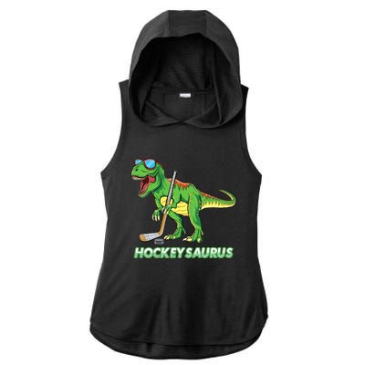 Hockeysaurus Dinosaur Ice Hockey Trex Ice Hockey Premium Ladies PosiCharge Tri-Blend Wicking Draft Hoodie Tank