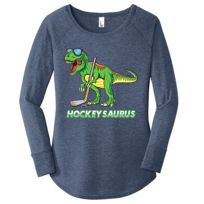 Hockeysaurus Dinosaur Ice Hockey Trex Ice Hockey Premium Women's Perfect Tri Tunic Long Sleeve Shirt